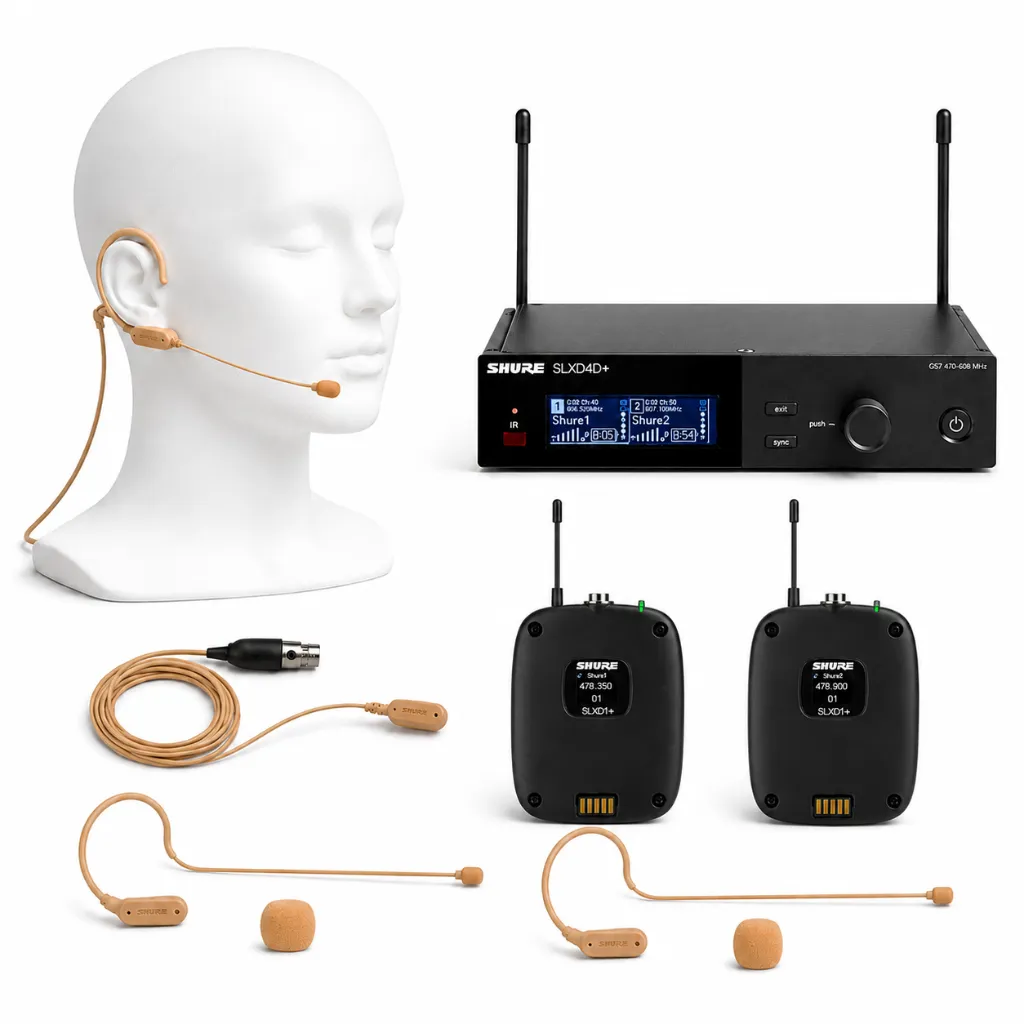 Shure trådlöst mikrofonsystem med två MX153-headset