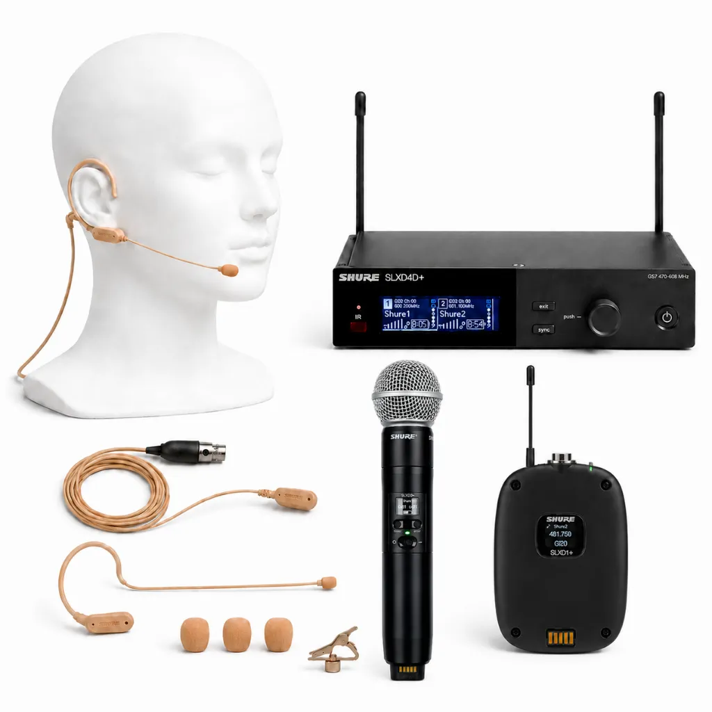 Shure trådlöst mikrofonsystem med handmikrofon och headset